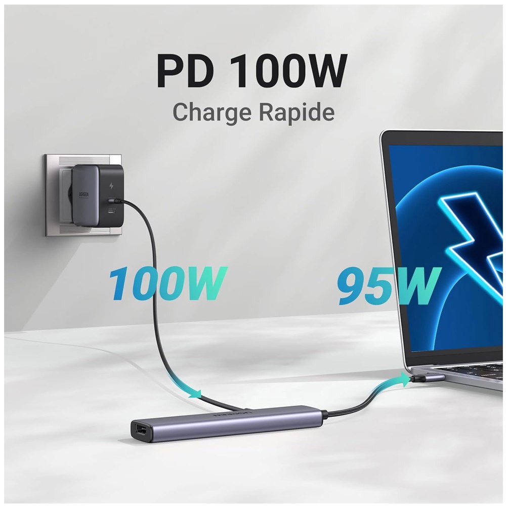 Hub USB-C 5 en 1 UGREEN 70495 | HDMI 4K@60Hz | 3 USB 3.0 | Power Delivery 100W S1987