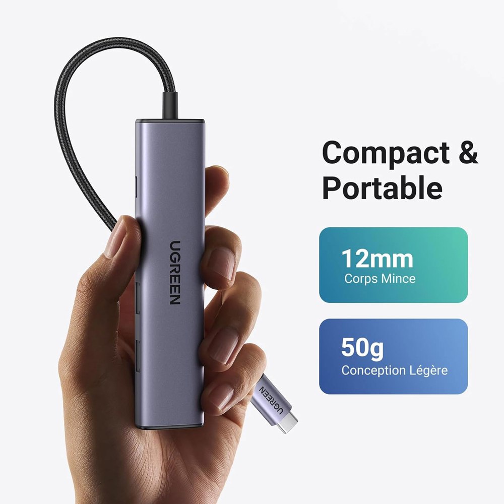 Hub USB-C 5 en 1 UGREEN 70495 | HDMI 4K@60Hz | 3 USB 3.0 | Power Delivery 100W S1987