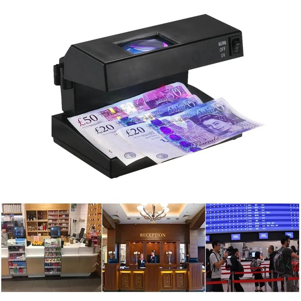 Detector de Billetes Falsos AD-2138 con Luz UV y Lupa Soles Dólares y Euros S1989