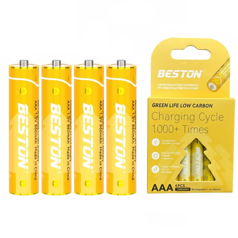 4 Baterias de Litio Recargable AAA Pila 1.5V 860mAh BESTON AAA1000 S1992