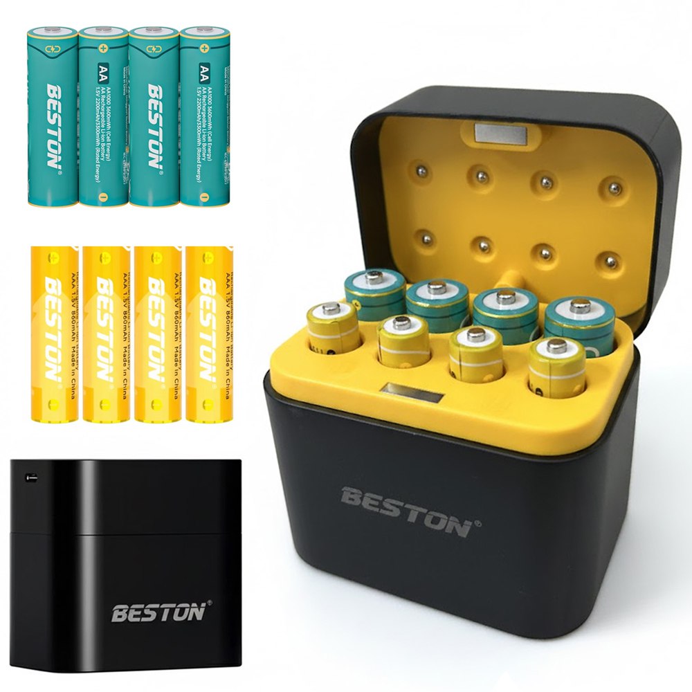 Cargador de Pilas Baterías AA Recargables 8 Puestos + 4 Baterías AA y 4 AAA S1993