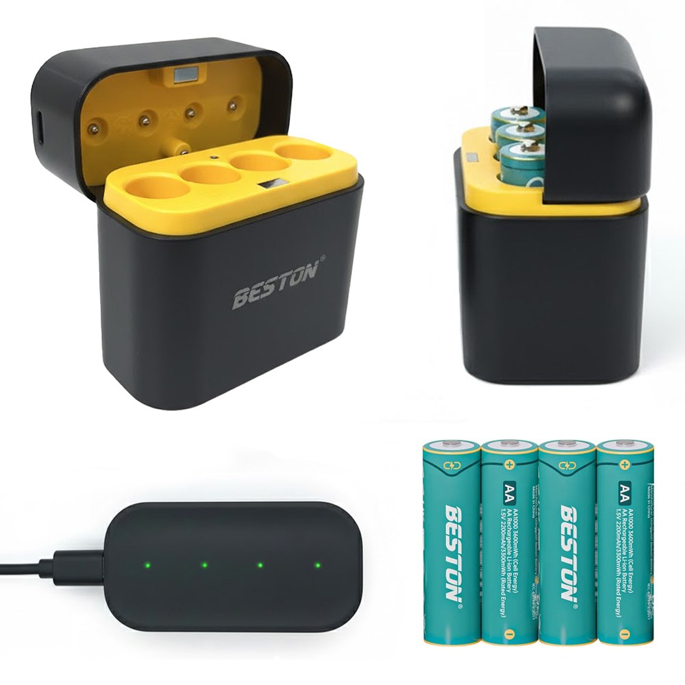 Cargador de Pilas Baterías AA Recargables 4 Puestos más 4 Baterías AA S1995