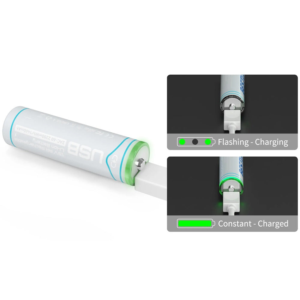 4 Baterias de Litio Recargable AA Pila 1.5V 2200mWh BESTON USB TIPO C S1996