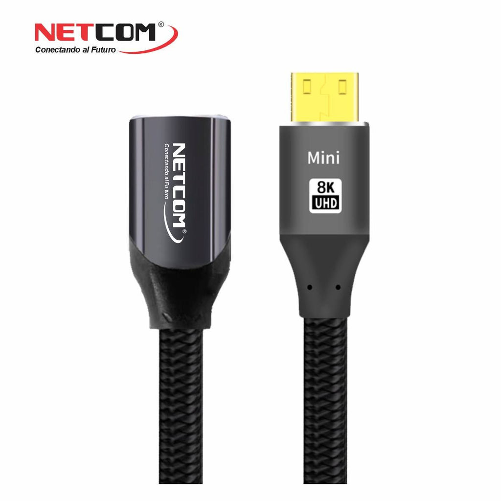 Cable adaptador convertidor Mini HDMI a HDMI Hembra 8K 60Hz NETCOM 4K 120Hz Alta Velocidad 48Gbps S2060