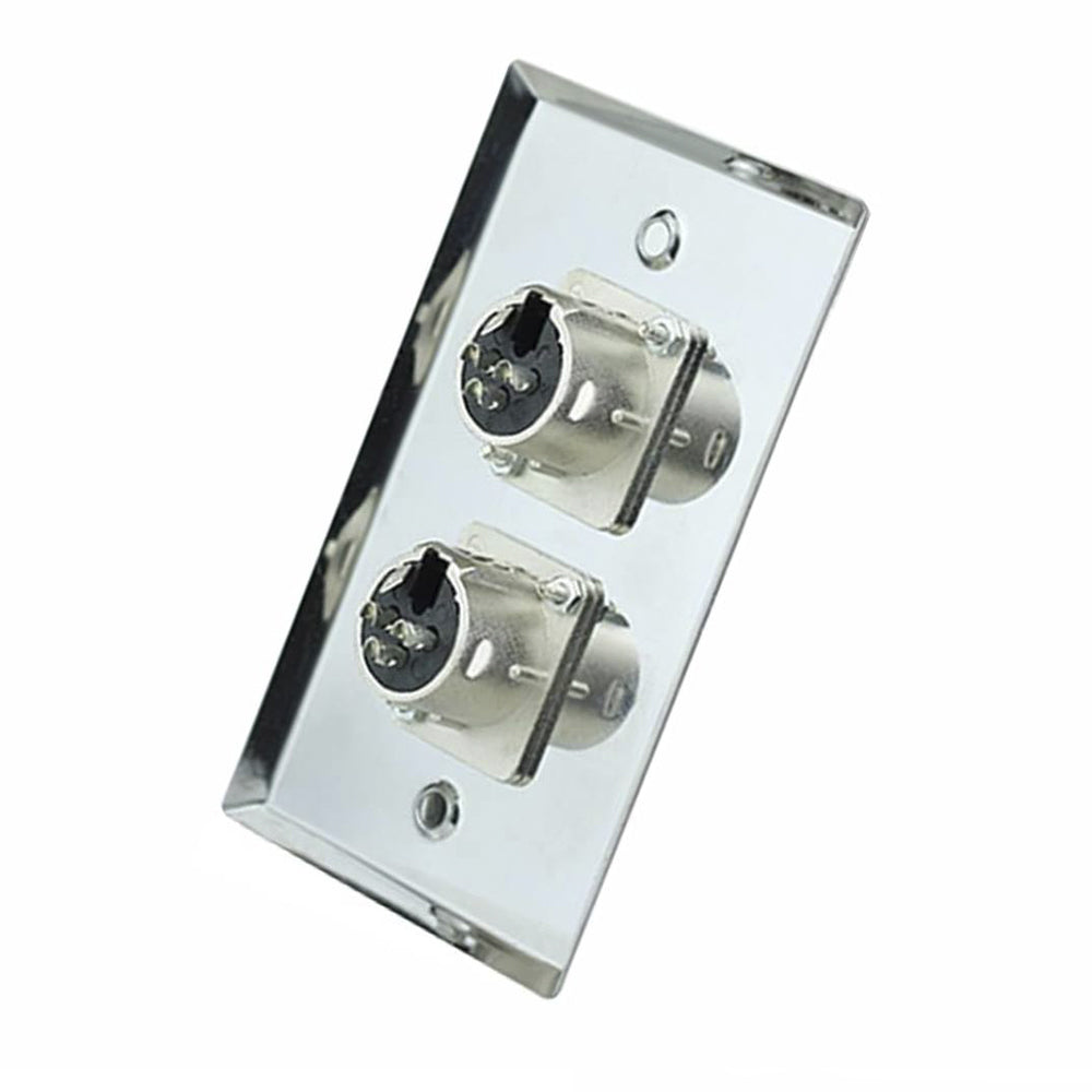 Placa de Pared Doble con 2 Conectores XLR Hembra de 3 Pines NETCOM Faceplate para Audio Profesional s2062