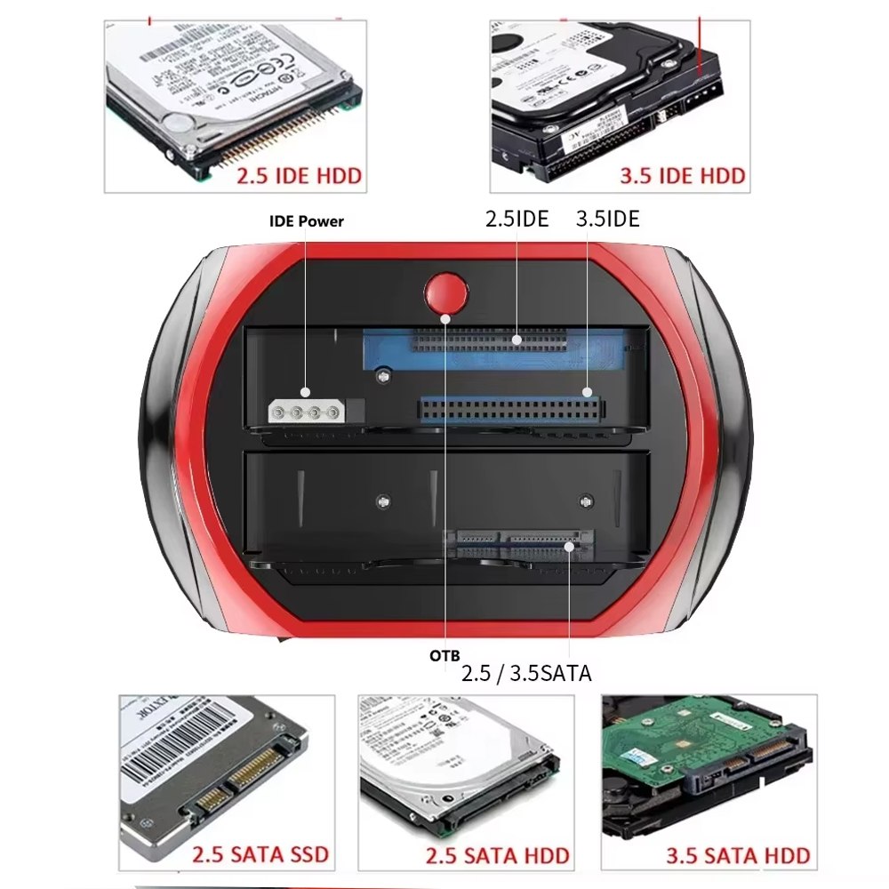HDD Docking Station Doble 2.5 3.5 Ide SATA USB 3.0 Ms Sf MD S49000