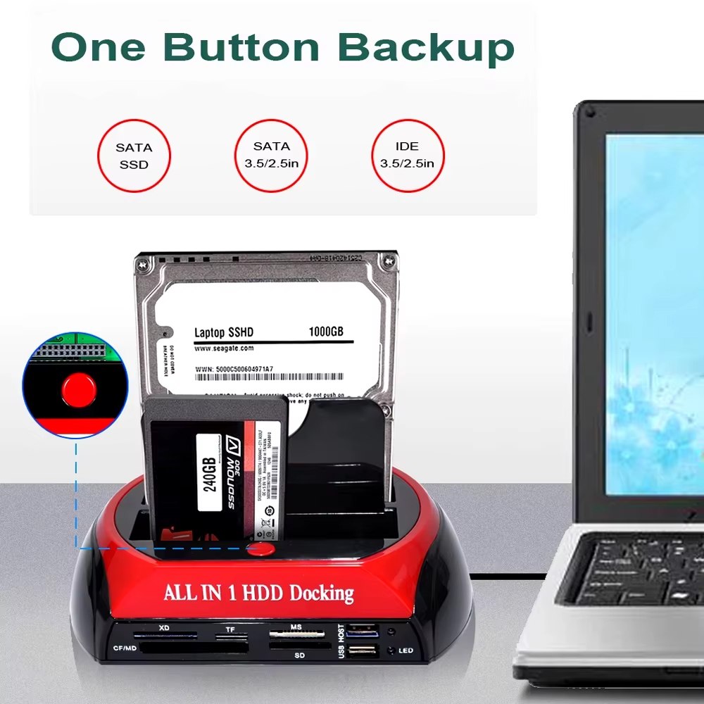 HDD Docking Station Doble 2.5 3.5 Ide SATA USB 3.0 Ms Sf MD S49000