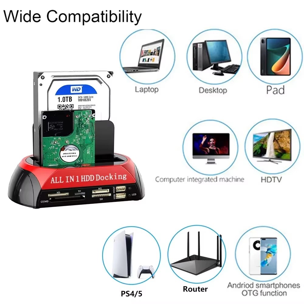 HDD Docking Station Doble 2.5 3.5 Ide SATA USB 3.0 Ms Sf MD S49000