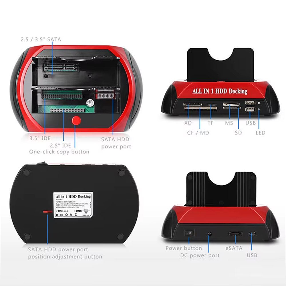 HDD Docking Station Doble 2.5 3.5 Ide SATA USB 3.0 Ms Sf MD S49000