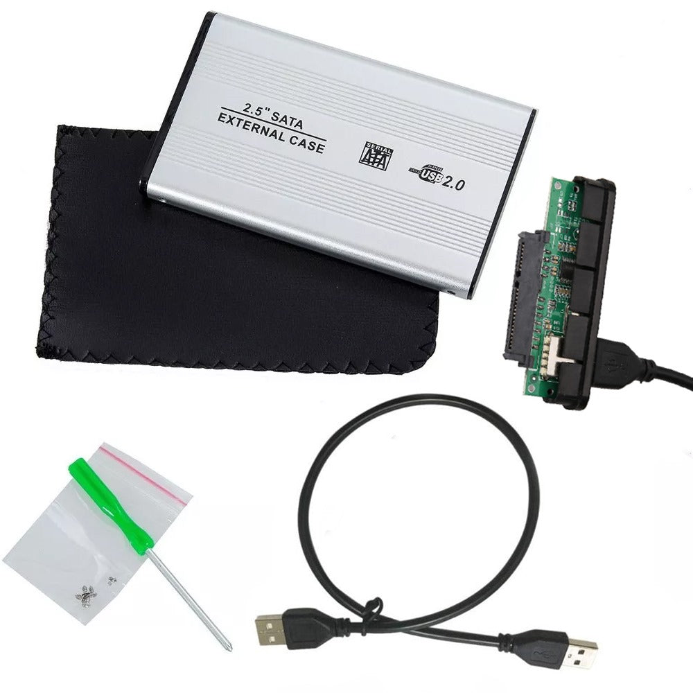 Case Disco Duro Externo Sata 2.5  USB 2.0 Laptop PC Portatil Notebook Plata S49040