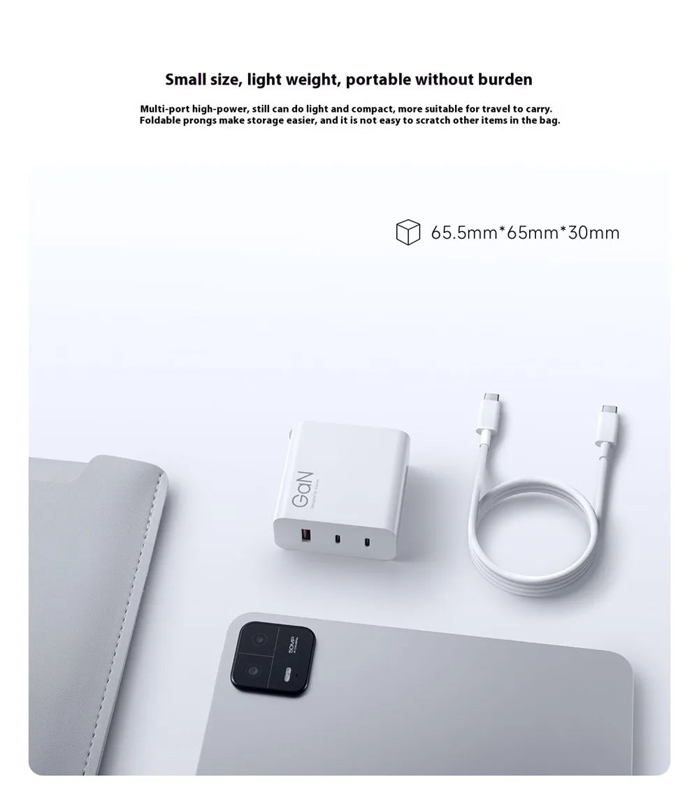 Cargador de Pared Xiaomi 140W GaN Triple Port 1A2C Carga Rápida Cable 6A C-C Blanco S2235