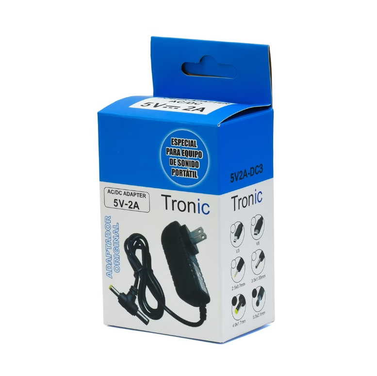 Adaptador de Corriente 5V 2A Tronic Voltaje Regulado con Doble Punta (Modelo 5V2A-DC3) S2133