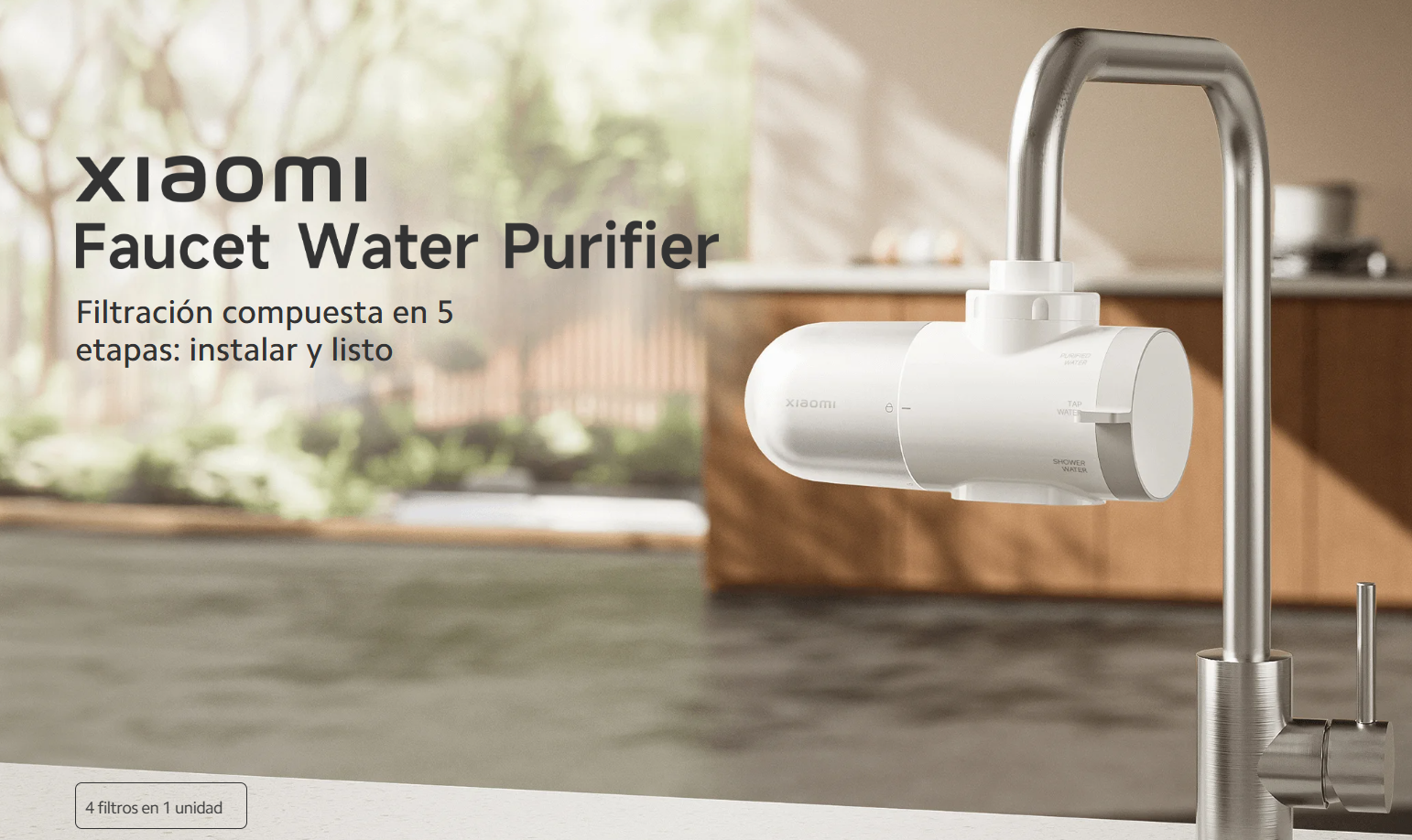 Purificador de Agua para Grifo Xiaomi Faucet Water Purifier Filtración 5 Etapas 3 Modos 4 Filtros S2291