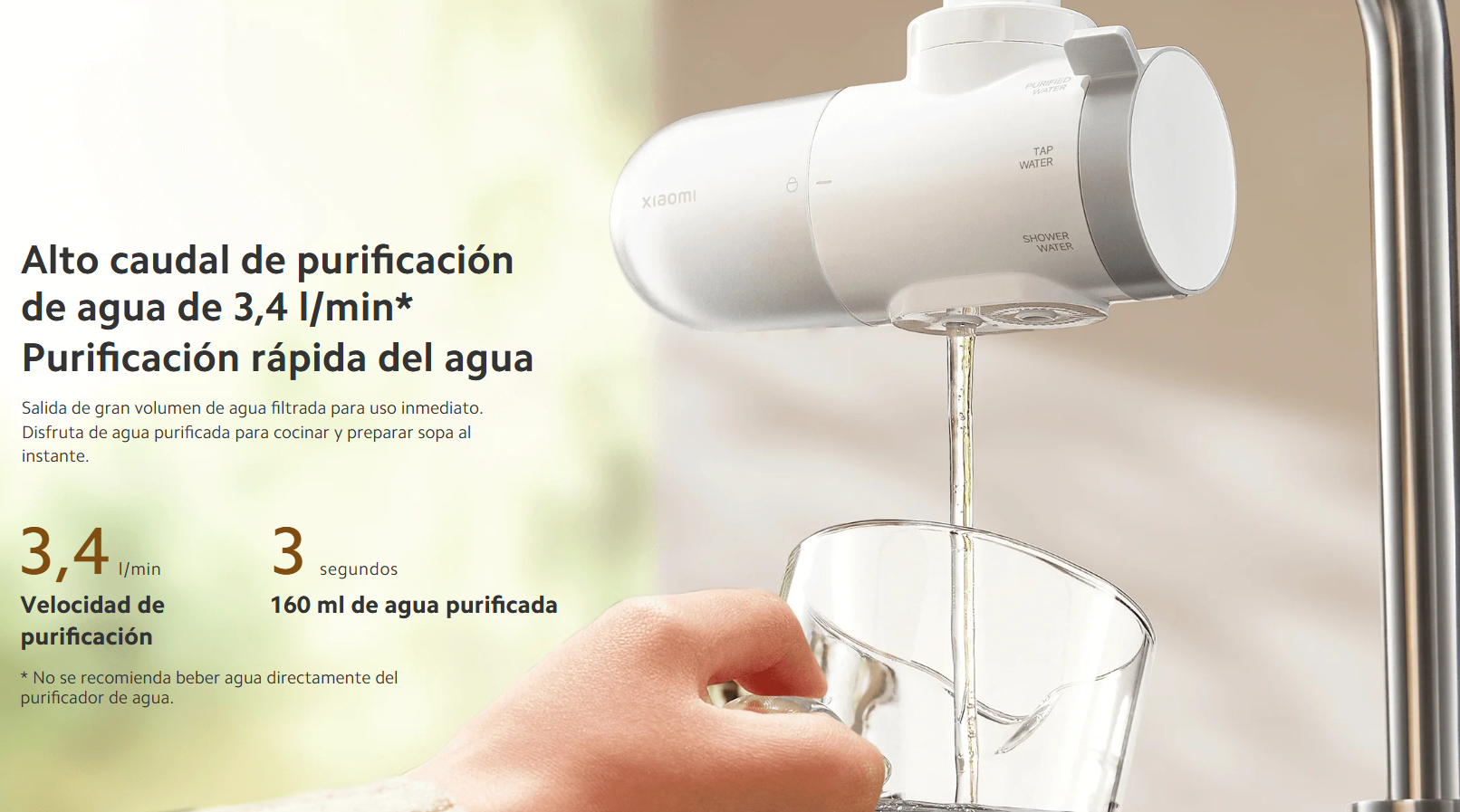 Purificador de Agua para Grifo Xiaomi Faucet Water Purifier Filtración 5 Etapas 3 Modos 4 Filtros S2291