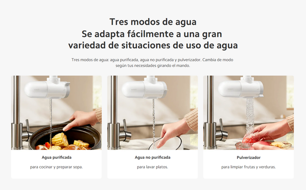 Purificador de Agua para Grifo Xiaomi Faucet Water Purifier Filtración 5 Etapas 3 Modos 4 Filtros S2291