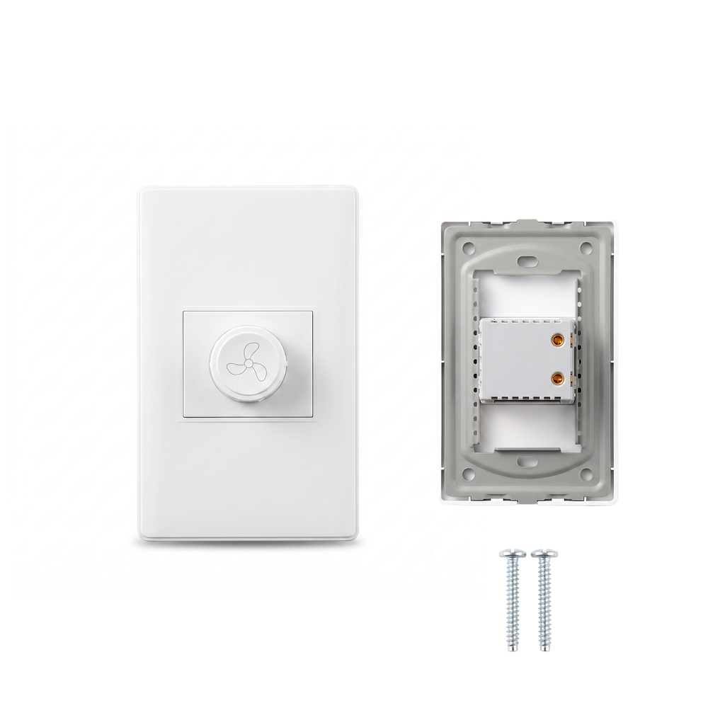 Interruptor Regulador de Pared para Ventilador Dimmer Giratorio 300W 250V Blanco s2255