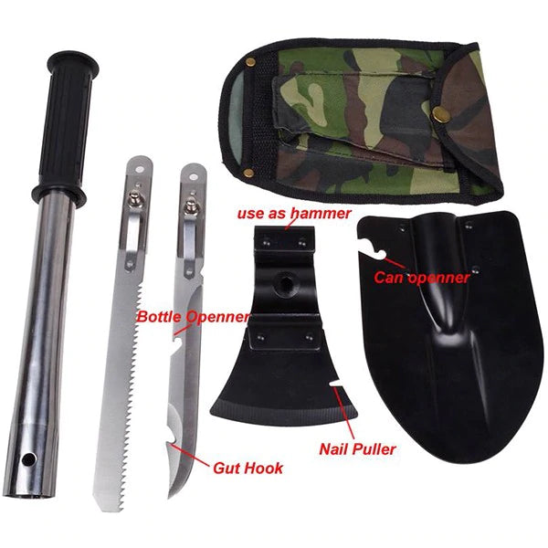 Pala 4 en 1 Camping Plegable Hacha Sierra y Cuchillo + Funda S0281