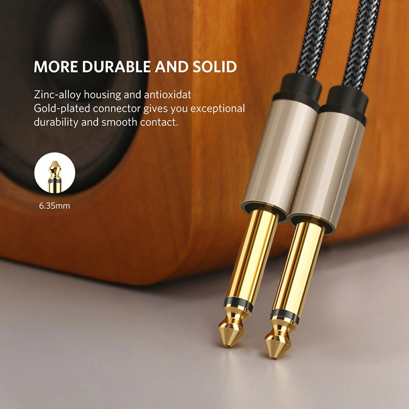 Cable de Audio Mono TS 6.35mm (6.5mm) de 3 Metros Ugreen Trenzado de Nailon S2166