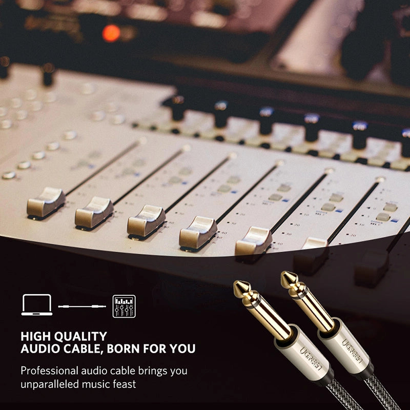 Cable de Audio Mono TS 6.35mm (6.5mm) de 3 Metros Ugreen Trenzado de Nailon S2166