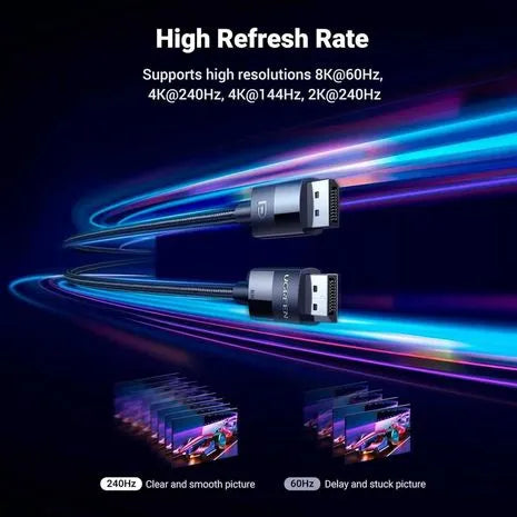 Cable DisplayPort 1.4 Ugreen  8K@60Hz 4K@240Hz 32.4Gbps Trenzado de 2 Metros S2199