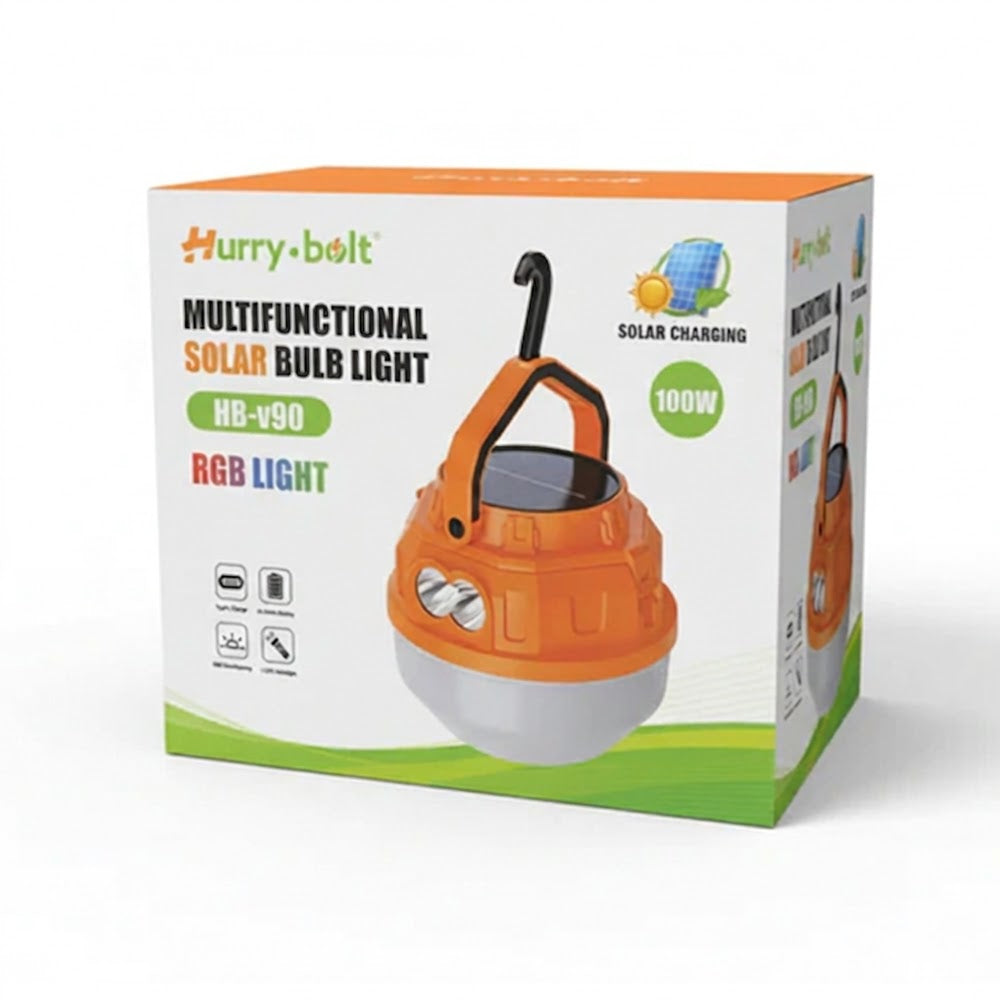 Foco Linterna LED Recargable Solar y USB 100W para Camping y Emergencias Naranja S2067