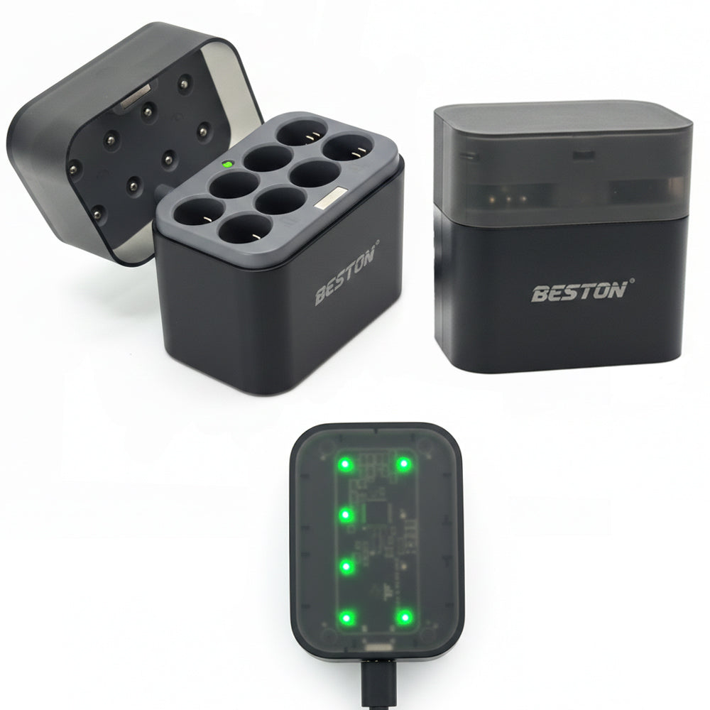 Cargador de Pilas Recargables AA 8 puestos Beston Híbrido (Ni-MH + Li-ion) M7038 S2001