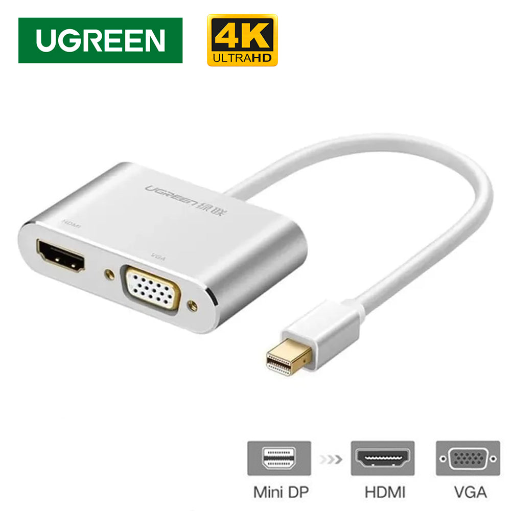 Adaptador UGREEN Mini DisplayPort a HDMI + VGA 4K Conversor de Video 2 en 1 s2054
