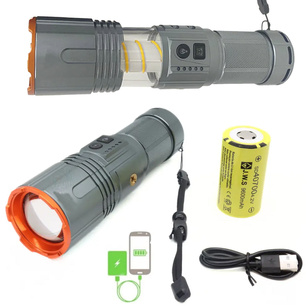 Linterna Táctica Multifunción 2 en 1 con Lámpara de Noche y Power Bank (7200mAh) s2075