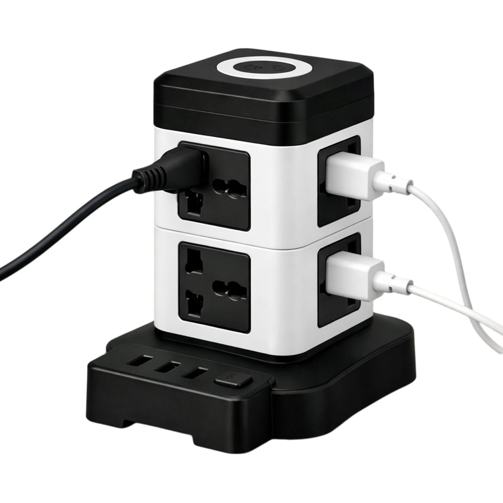 Extensión Torre Multicontacto de 8 Enchufes y 3 Puertos USB 2500W S2072