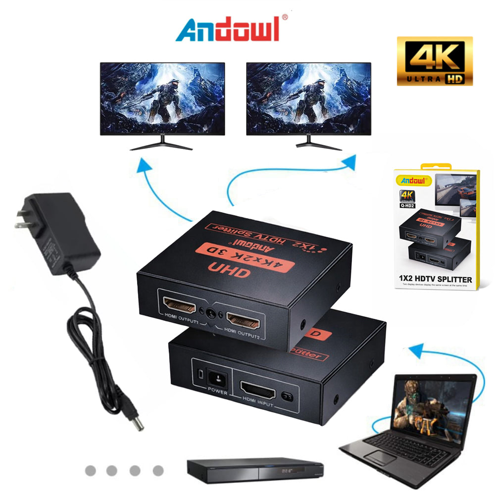 Splitter Divisor HDMI 1x2 Ultra HD 4K 3D ANDOWL(1 Entrada a 2 Salidas) s2079
