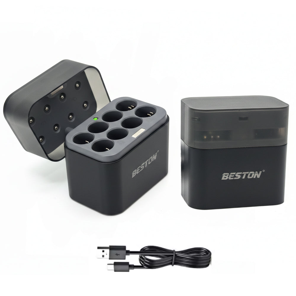 Cargador de Pilas Recargables AA 8 puestos Beston Híbrido (Ni-MH + Li-ion) M7038 S2001