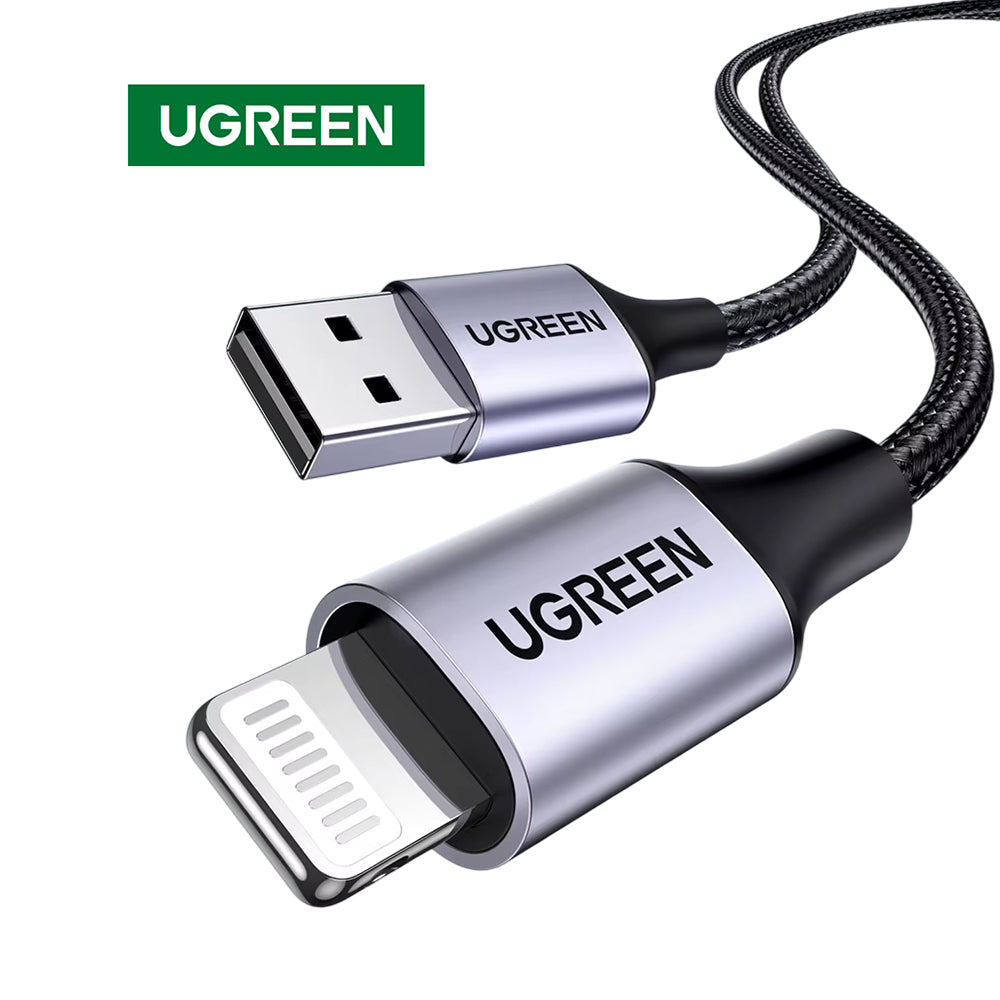 Cable USB-A a Lightning UGREEN Trenzado Carcasa de Aluminio 1 Metro Negro 60156 S2201