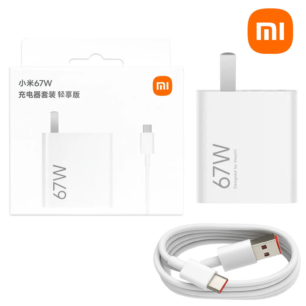 Cargador Xiaomi 67W Turbo Charge con Cable USB-A a USB-C Adaptador Original de Carga Rápida S2044