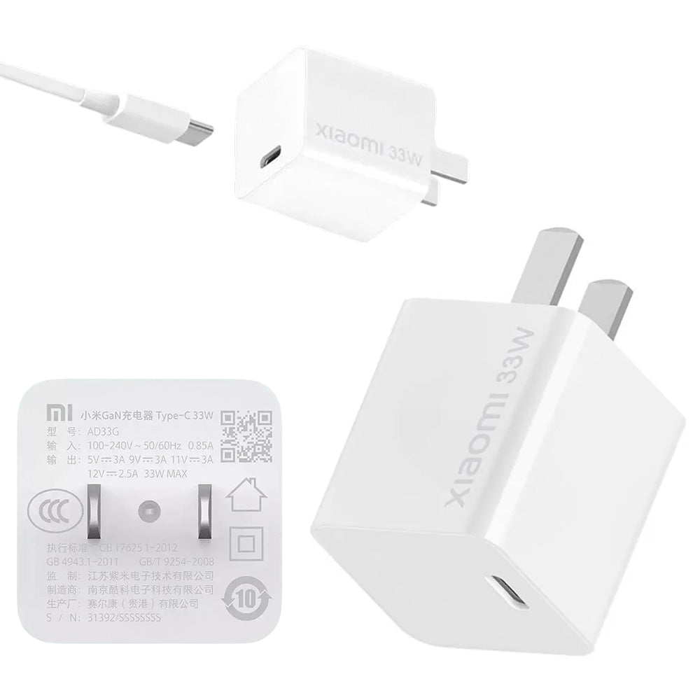 Cargador de Pared Xiaomi 33W GaN USB Tipo-C con Cable Incluido S2113
