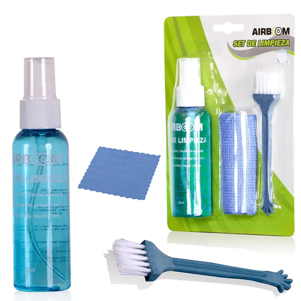 Kit Limpiador de Pantallas y Teclados Airboom con Paño y Cepillo (60ml) s2077