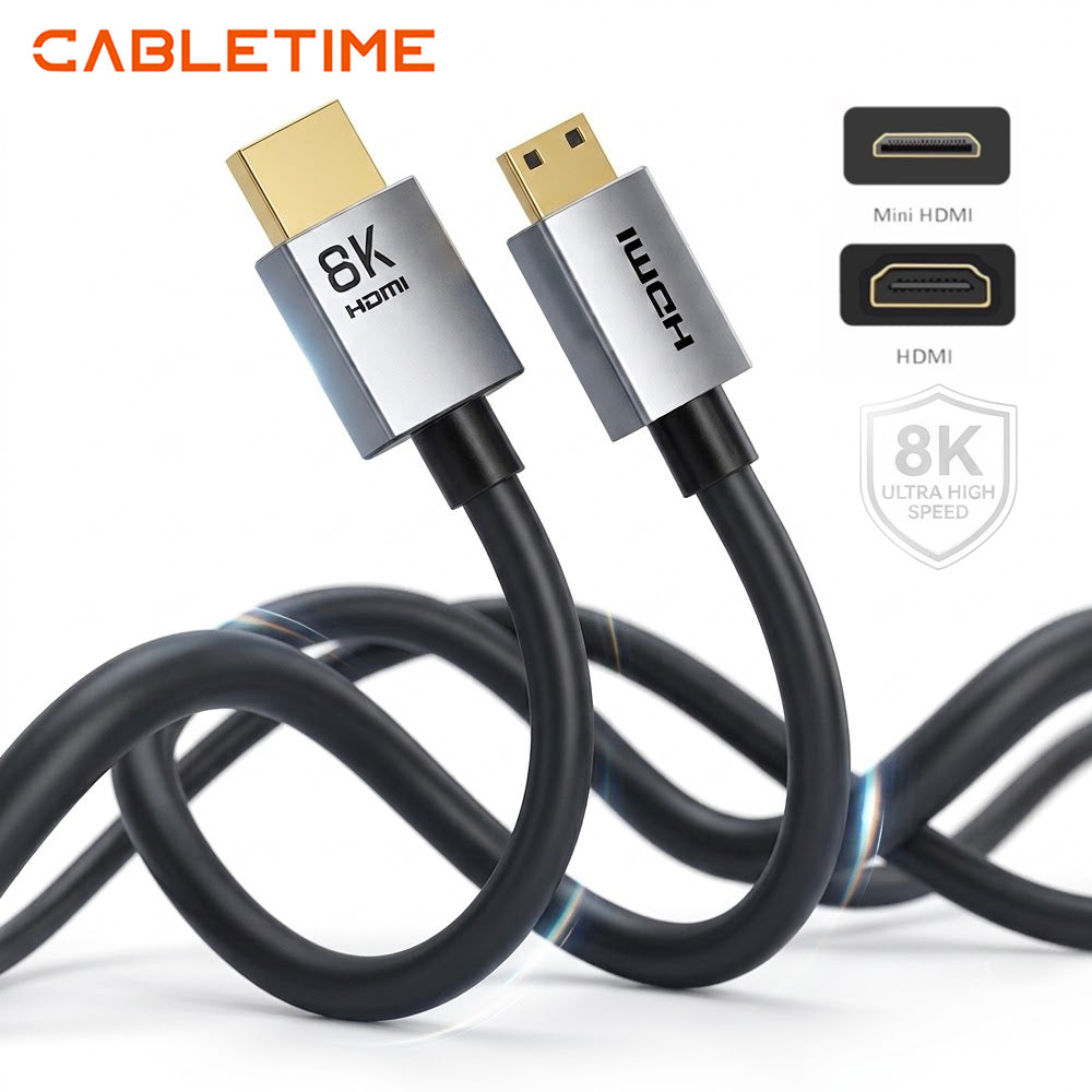 Cable Mini HDMI a HDMI 2.1 Bidireccional 8K a 60Hz 48Gbps CABLETIME de 1.5 Metros CH15J S2187
