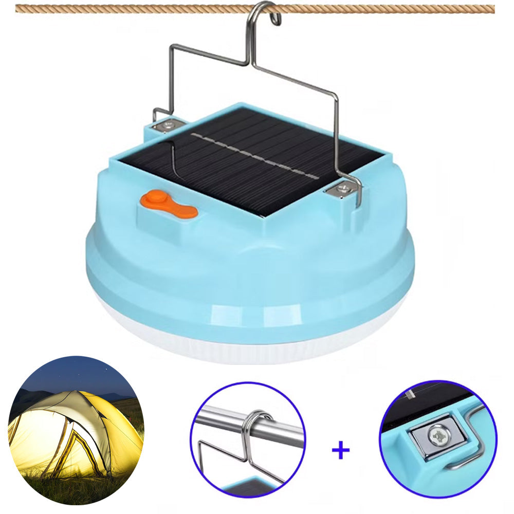 Lámpara Solar Portátil de Camping con Batería de Alta Capacidad y Gancho Versátil celeste 150W S2152