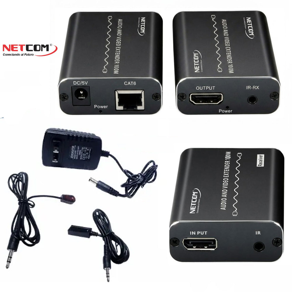 Extender DisplayPort 4K a 100 Metros NETCOM VIA UTP RJ45 Audio y Video PE-ED0100 S2150