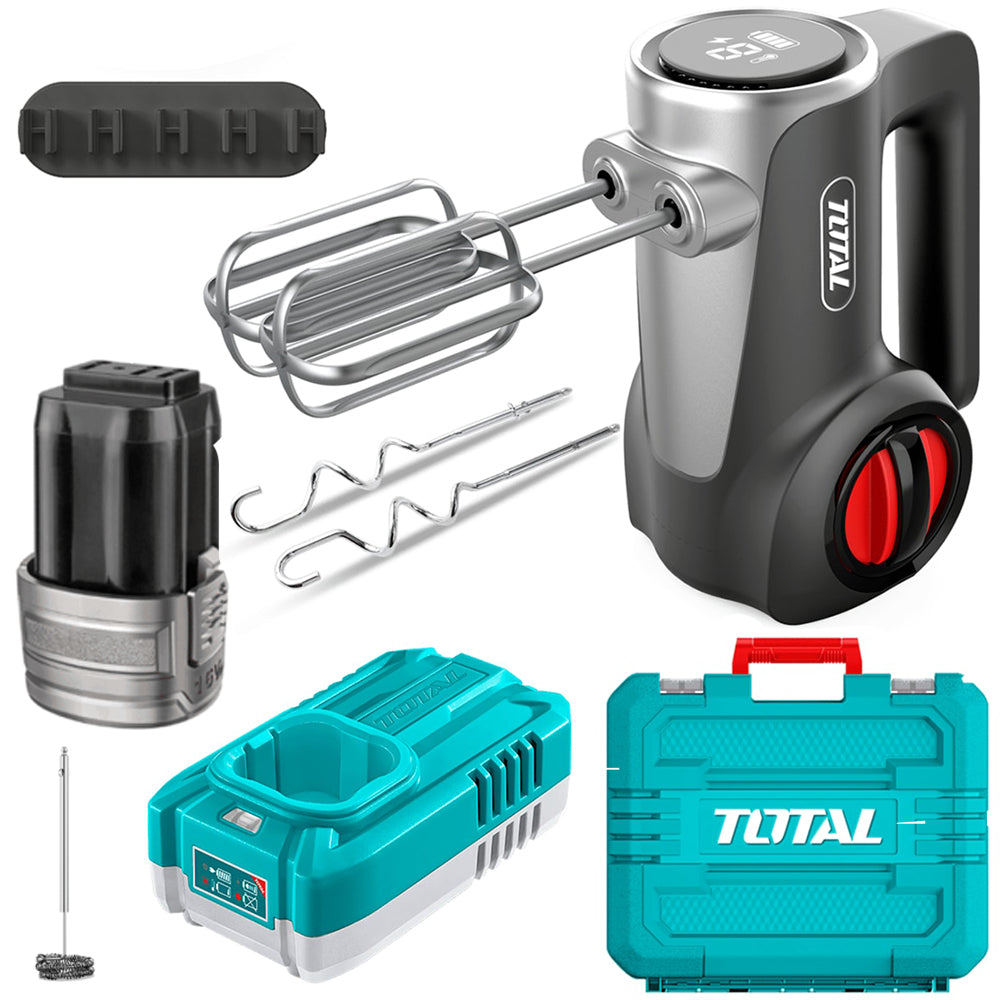 Set de Batidora Inalámbrica 16V TOTAL 7 Velocidades Pantalla LED Batería 2.0Ah Cargador y Maletín M16 TMK023K S2309