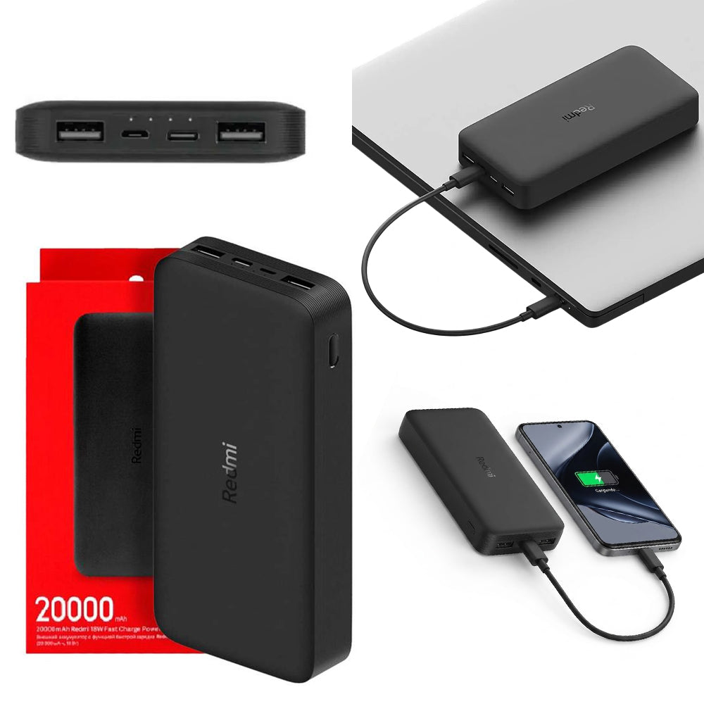 Cargador Batería Portátil Power Bank Xiaomi Redmi 20000 mAh 18W Carga Rápida Negro S2193