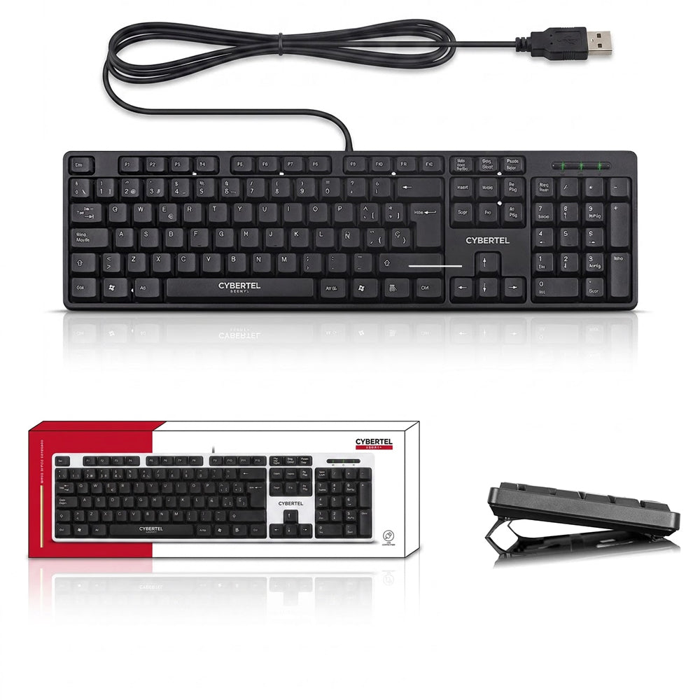 Teclado Multimedia USB Cybertel Ebony+ Negro Waterproof UV Teclas Semi Curvas CYB K105+ s2241
