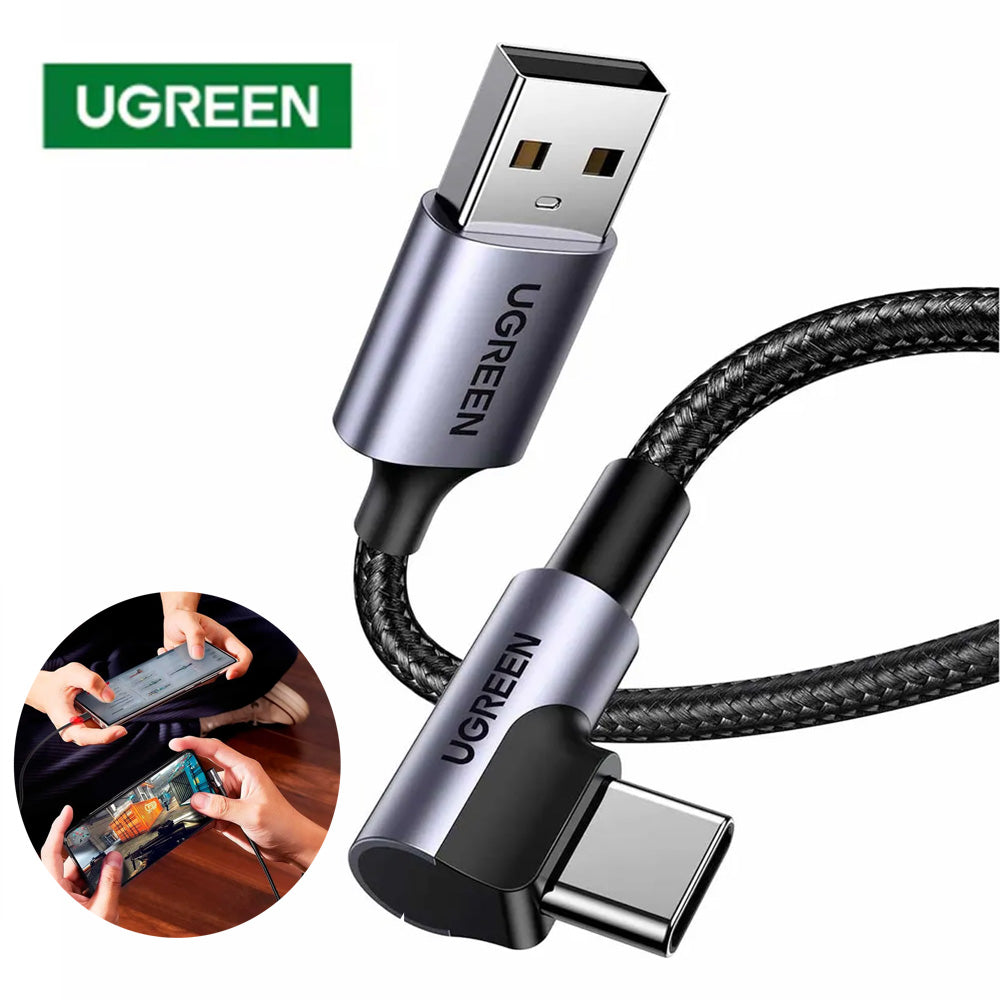 Cable UGREEN USB-A a USB-C 3.0 con Ángulo de 90° Carga Rápida 1 Metro S2132