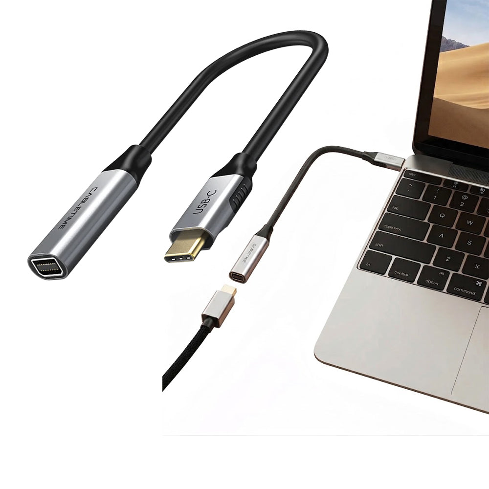 Adaptador USB-C a Mini DisplayPort CABLETIME 4K 60Hz 21.6Gbps Chip Activo Aluminio MacBook CP14A S2272