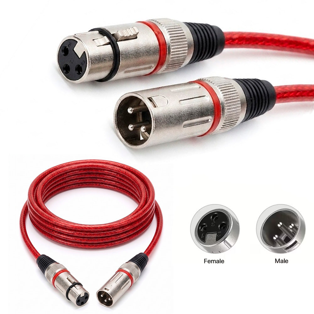 Cable de Audio Profesional Canon XLR Macho a Canon XLR Hembra de Alta Fidelidad 3 Metros Rojo S2139