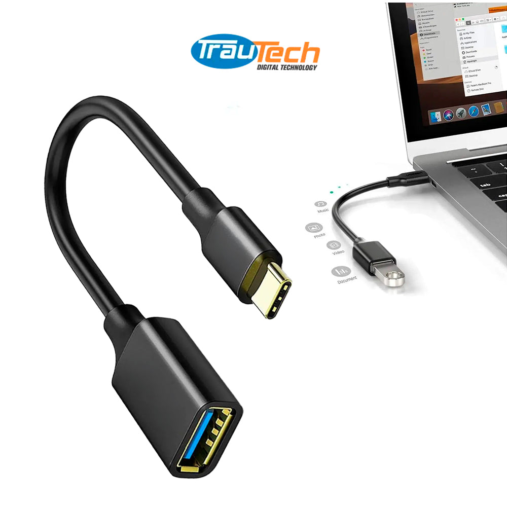 Cable Adaptador OTG USB Tipo-C a USB 3.0 5Gbps TRAUTECH S2068