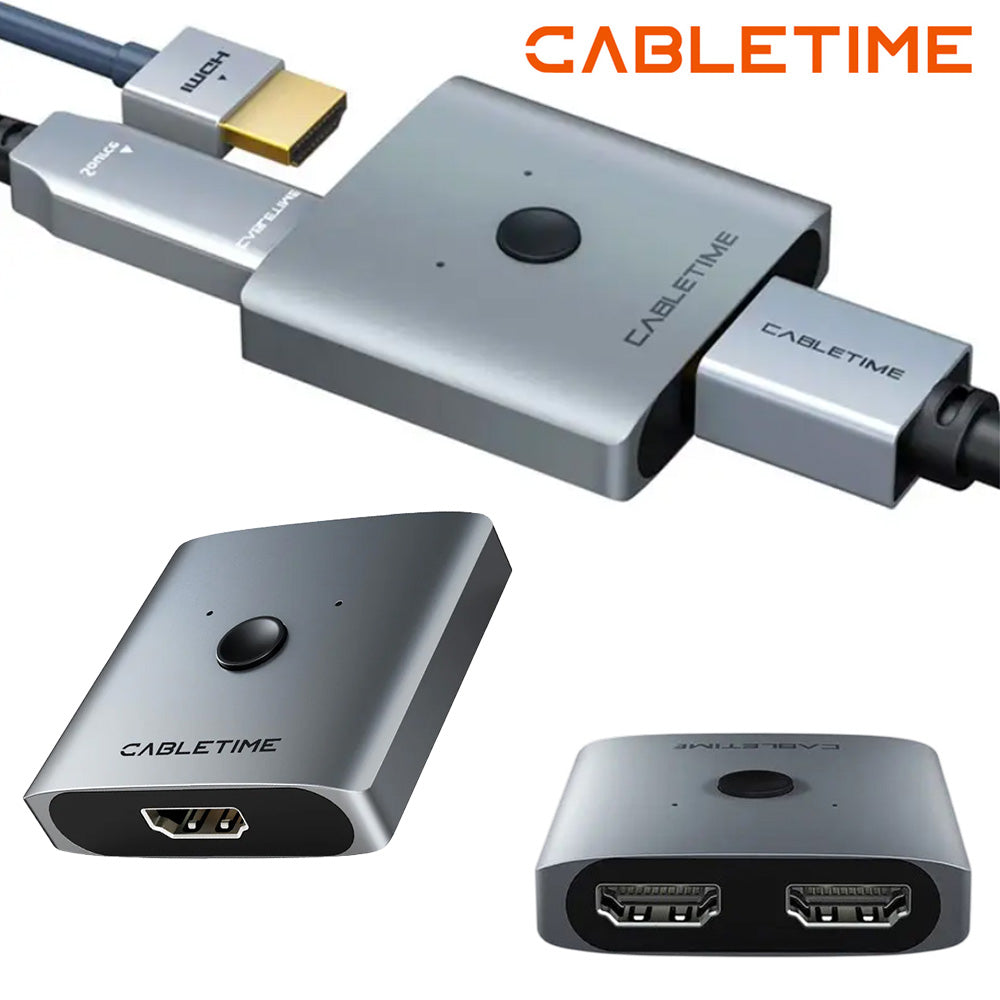 Switch Conmutador HDMI 2.0 Bidireccional 1 Entrada 2 Salidas / 2 Entradas 1 Salida 4K a 60Hz CABLETIME S2171