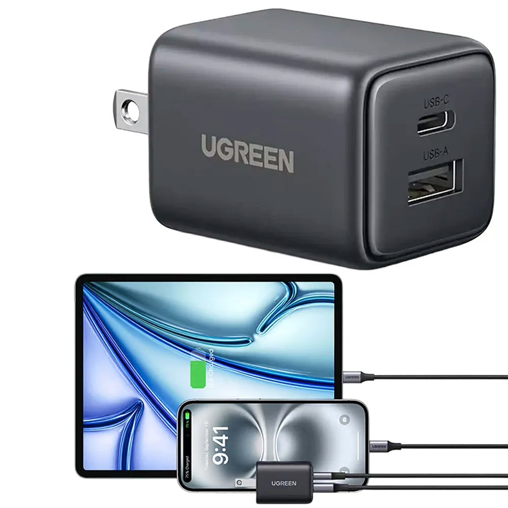Cargador de Pared UGREEN 20W GaN Dual USB-C y USB-A PD QC 3.0 Clavija Plegable 55533 S2288
