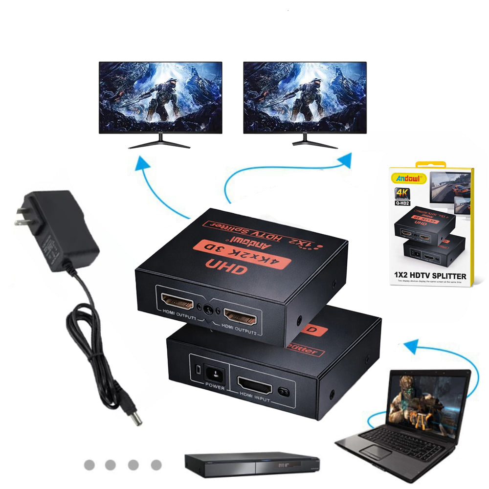 Splitter Divisor HDMI 1x2 Ultra HD 4K 3D ANDOWL(1 Entrada a 2 Salidas) s2079