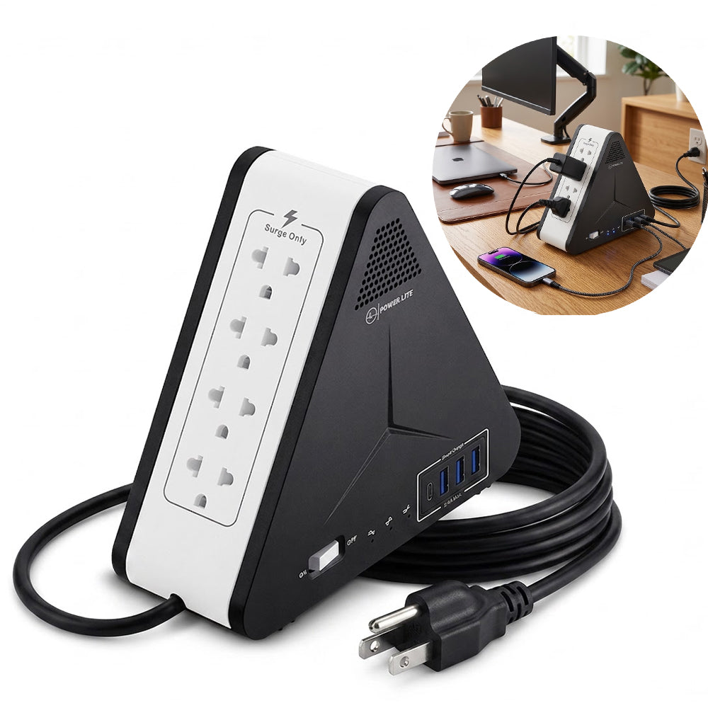 Estabilizador Regulador de Voltaje Power Lite Simetric PLI-1111U 1100VA 500W 8 Tomas 4 Puertos USB Type-C s2248