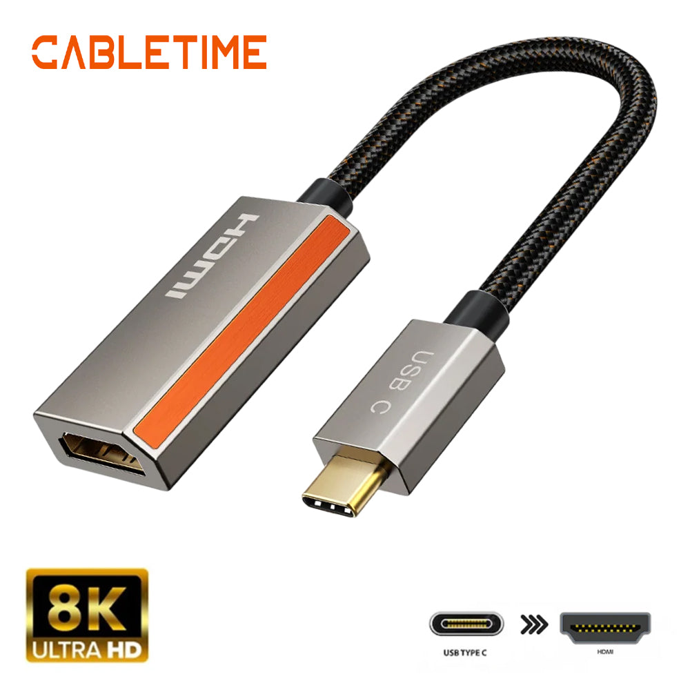 Adaptador USB-C a HDMI 2.1 8K 60Hz 4K 120Hz Chip VMM7100 HDR10 VRR ALLM HDCP 2.3 Aleación Zinc CP15A S2270